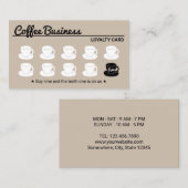 コーヒーショッププレーンベージュカスタマーロイヤリティ ロイヤリティカード (正面/裏面)
