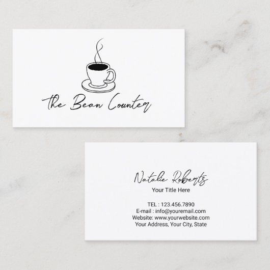 コーヒーショッププロフェッショナルミニマリスト 名刺 (正面/裏面)