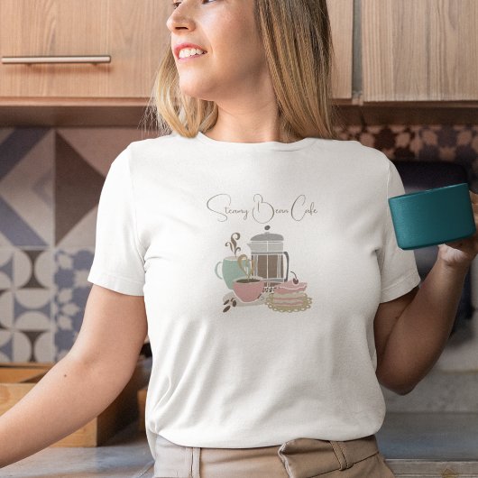 コーヒーショップベーカリーカフェ予測できなレトロ水彩 Tシャツ