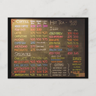 コーヒーショップメニューボード – ポストカード