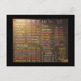 コーヒーショップメニューボード – ポストカード