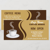 コーヒーショップメニュー茶色とベージュカフェラックカード メニュー (正面/裏面)