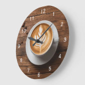 コーヒーショップラテカプチーノオンテーブルアート ラージ壁時計 (傾斜)