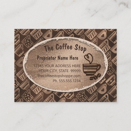 コーヒーショップラテマグアートビーンズチョコレートブラウン  名刺 (正面)