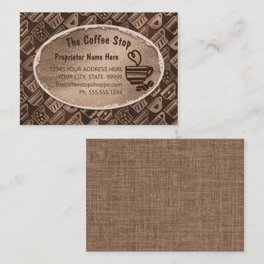 コーヒーショップラテマグアートビーンズチョコレートブラウン  名刺 (正面/裏面)