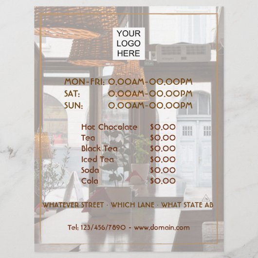 コーヒーショップレトロの写真とロゴメニューカード (裏面)