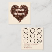 コーヒーショップロイヤリティカードカフェ豆 スクエア名刺 (正面/裏面)