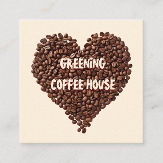 コーヒーショップロイヤリティカードカフェ豆 スクエア名刺 (正面)