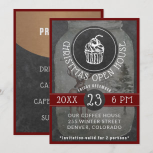コーヒーショップロゴクリスマスオープンハウス  黒板 招待状