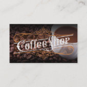 コーヒーショップヴィンテージレタリング | カップと豆 名刺 (正面)