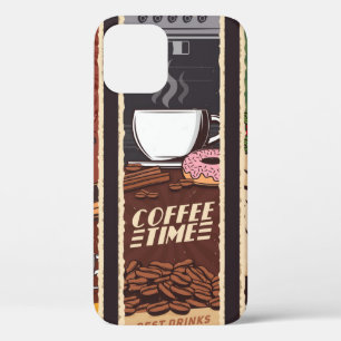 コーヒーショップヴィンテージヴィンテージバナー、カフェテリアと iPhone 12ケース