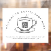 コーヒーショップ名へようこそQRコードウィンドウの固定 ウィンドウサイン (シート2)