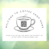 コーヒーショップ名へようこそQRコードウィンドウの固定 ウィンドウサイン (シート3)
