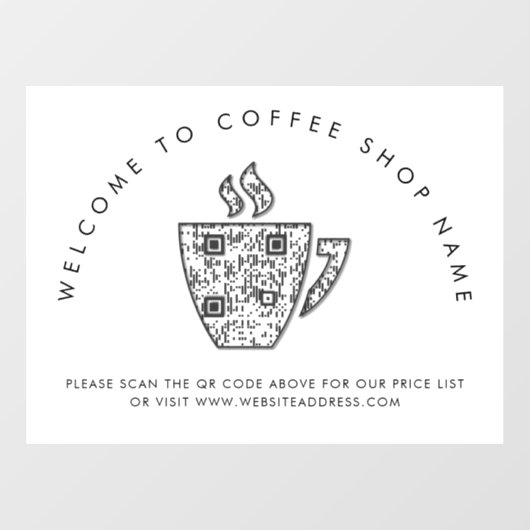 コーヒーショップ名へようこそQRコードウィンドウの固定 ウィンドウサイン (シート)