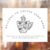 コーヒーショップ名へようこそQRコードウィンドウの固定 ウィンドウサイン (シート2)