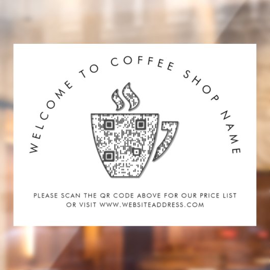 コーヒーショップ名へようこそQRコードウィンドウの固定 ウィンドウサイン (シート2)
