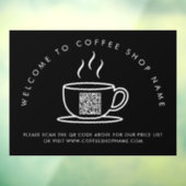 コーヒーショップ名 QRコード ブラックへようこそ ウィンドウサイン (シート3)