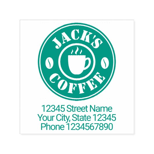 コーヒーショップ向け自墨加工ゴム印 セルフインキングスタンプ (デザイン)