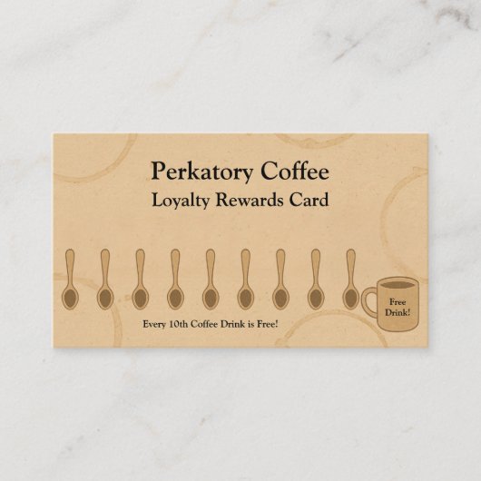 コーヒーショップ素朴ロイヤリティカードスプーン&フリービー ロイヤリティカード (正面)