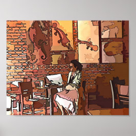 コーヒーショップ芸術的 ポスター