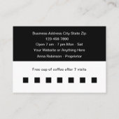 コーヒーショップ顧客の報酬テンプレート 名刺 (裏面)