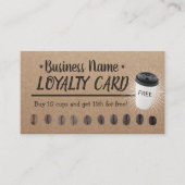 コーヒーショップ10カップクラフト素朴顧客ロイヤリティ ロイヤリティカード (正面)