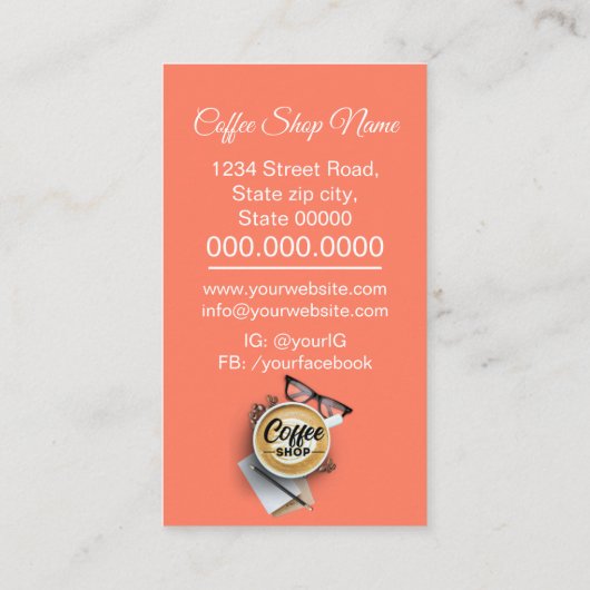 コーヒーショップ/コーヒーハウス/コーヒーショップ 名刺 (裏面)