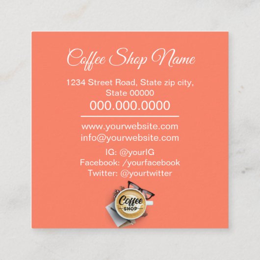 コーヒーショップ/コーヒーハウス/コーヒーストアスクエアブシン スクエア名刺 (裏面)