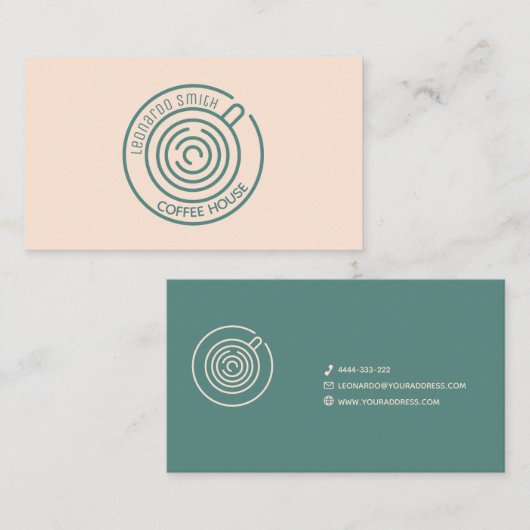 コーヒーショップ、バリスタ、コーヒーハウスの名刺 名刺 (正面/裏面)