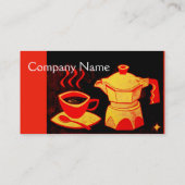 コーヒーショップ/バー/レッドイエローコーヒーカップ、コーヒーポット 名刺 (裏面)