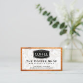 コーヒーショップ | 豆 | 木材縁ど 名刺 (スタンド正面)