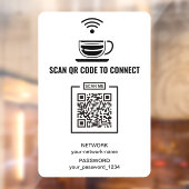 コーヒーショップ QR コード ネットワーク 黒と白 ウィンドウサイン (シート2)