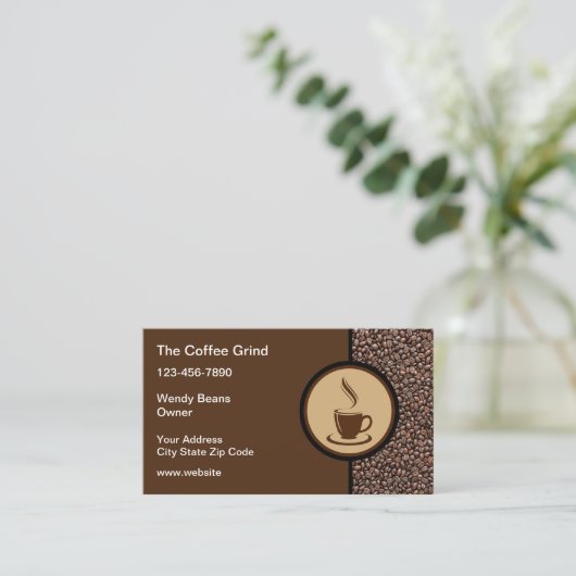 コーヒーショッモダンプコーヒーカップテーマ 名刺 (スタンド正面)