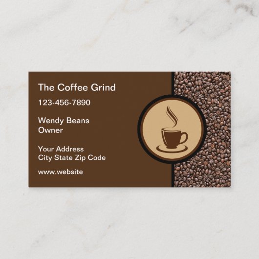 コーヒーショッモダンプコーヒーカップテーマ 名刺 (正面)