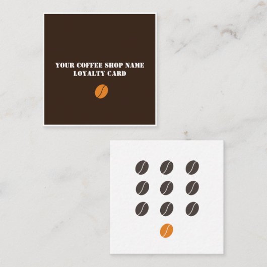 コーヒーショッモダンプ(ダークブラウンとオレンジ) ロイヤリティカード (正面/裏面)