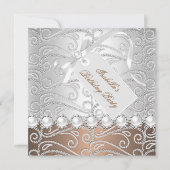 コーヒーシルバーパールダイヤモンド誕生日パーティー 招待状 (正面)