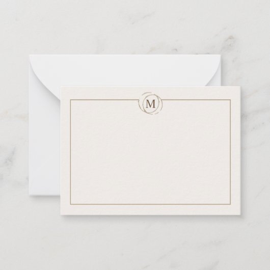 コーヒーシンプルミニマリストモノグラムクリーム ノートカード (正面)