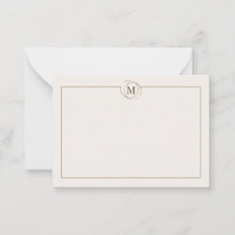コーヒーシンプルミニマリストモノグラムクリーム ノートカード