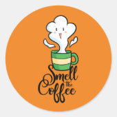 コーヒーシールとラベルの匂いを嗅ぐ ラウンドシール (正面)