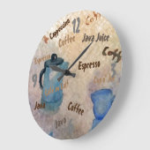 コーヒージャバエスプレッソシャビーシックカントリーディナー ラージ壁時計 (傾斜)