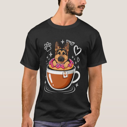 コーヒージャーマンシェパードドーナツGSD Tシャツ (正面)
