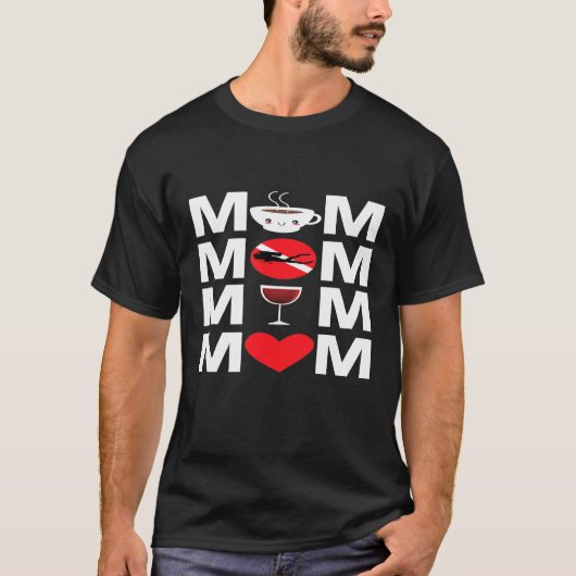コーヒースキューバダイビングワイン母ダイバーマザー国旗 Tシャツ (正面)