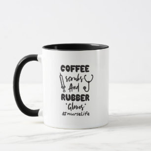 コーヒースクラブとゴム手袋ナースライフコーヒー マグカップ