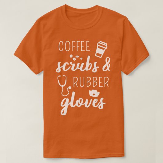 コーヒースクラブとゴム手袋 Tシャツ (デザイン正面)