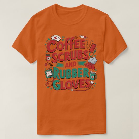コーヒースクラブとゴム手袋 Tシャツ (デザイン正面)