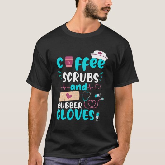 コーヒースクラブゴム手袋Rn登録ナースフー Tシャツ (正面)