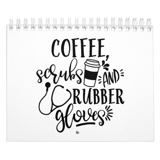 コーヒースクラブ及びゴム手袋おもしろいナース カレンダー (カバー)