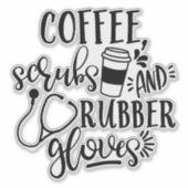 コーヒースクラブ及びゴム手袋おもしろいナース シール (正面)