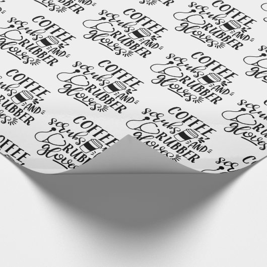 コーヒースクラブ及びゴム手袋おもしろいナース ラッピングペーパー (角)