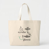 コーヒースクラブ及びゴム手袋ナーストート ラージトートバッグ (正面)